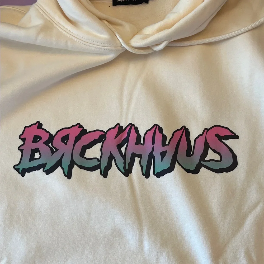 Cream Hoodie with Graphic Design - Picture 4 of 10